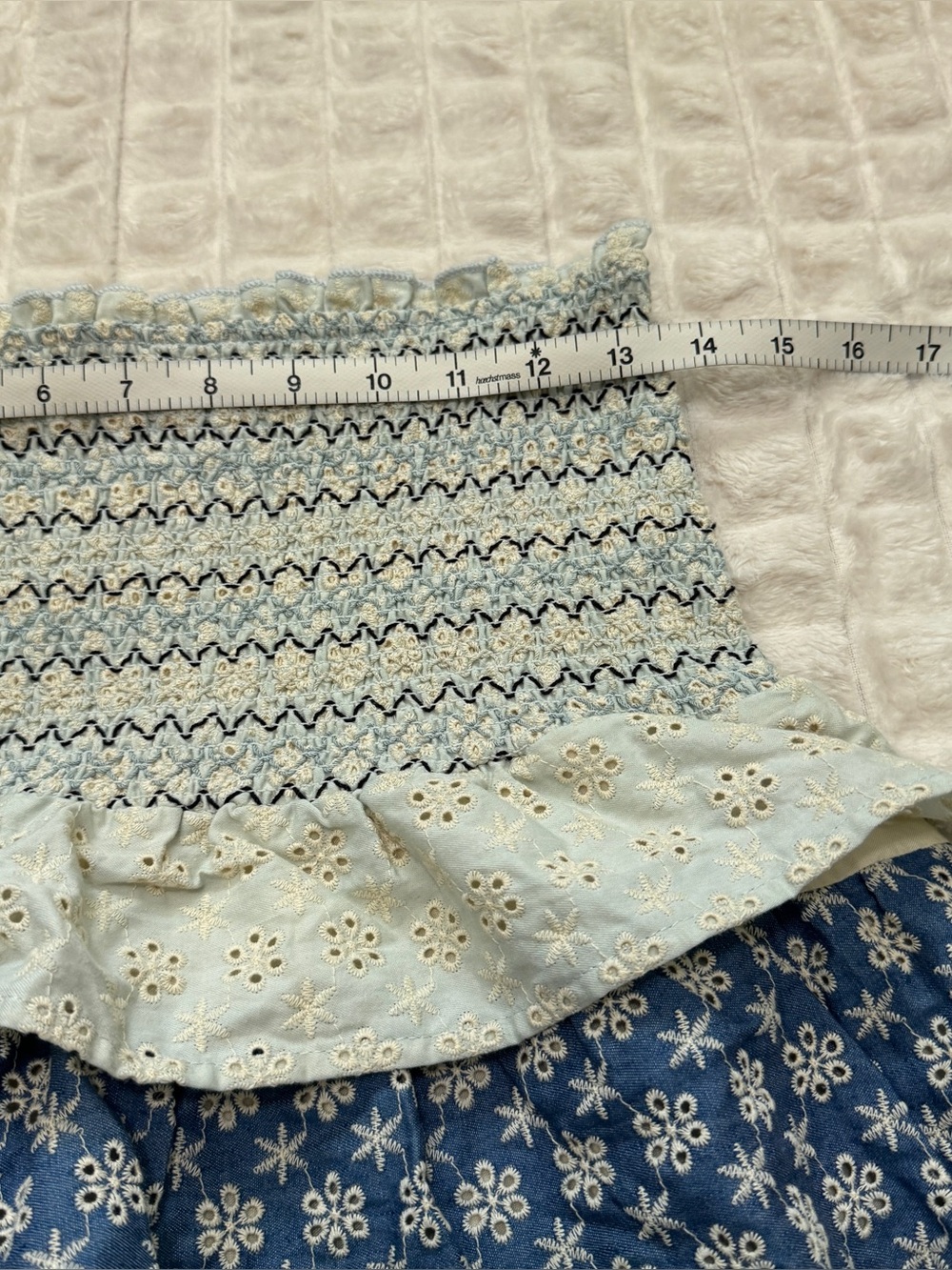 NEW Storia Medium Strapless Smocked Tiered Eyelet Tank Top ~ Boho Festival Beach - Picture 4 of 7